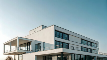Modern Architecture with Minimalist Design and Clear Blue Sky