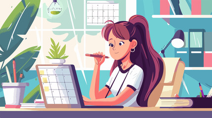 Efficient Time Management with Woman creating Calendar