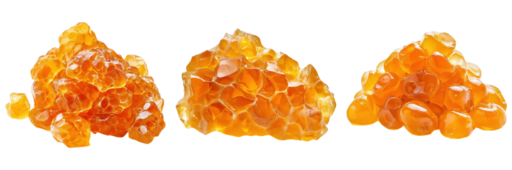Translucent golden orange roe clusters, showcasing their unique texture and color
