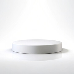 A sleek white rounded podium on a pure pink podium stand for product presentation white background