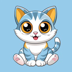 cute cat cartoon vector illustration, isolated on white background 
