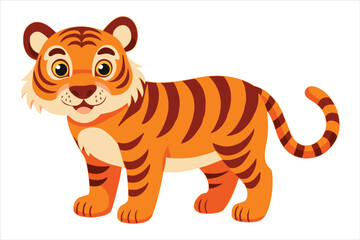 cute tiger cartoon isolated on white background 