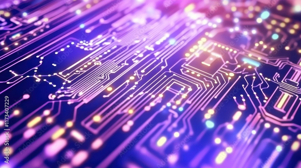 Poster intricate circuit board closeup, exploring the complex world of electronic components and pathways