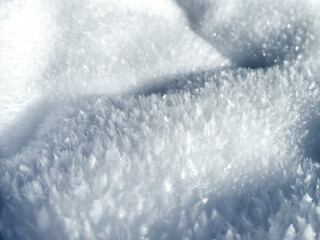 closeup of ice crystals with sharp details. frosty texture. winter concepts. snowflake texture. snow surface. snow pattern. nature pattern. abstract