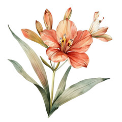 Vintage watercolor flower and wildflowers isolated on white background, old botanical illustration