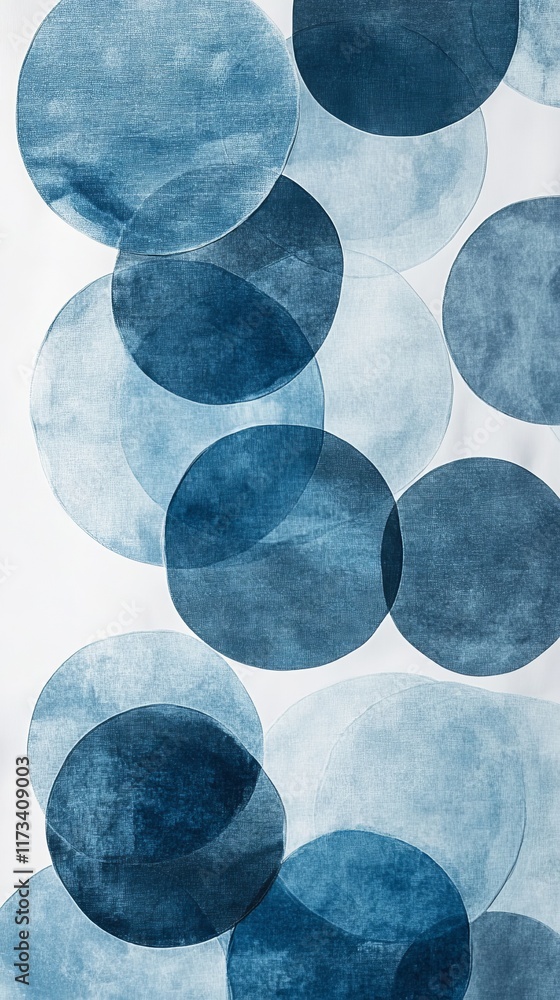 Aufkleber abstract design featuring overlapping blue circles on a white background, creating a modern and arti