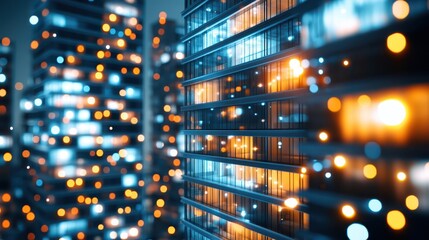 blurry, mesmerizing nightscape of vibrant city, with colorful bokeh and blurred neon lights at night.