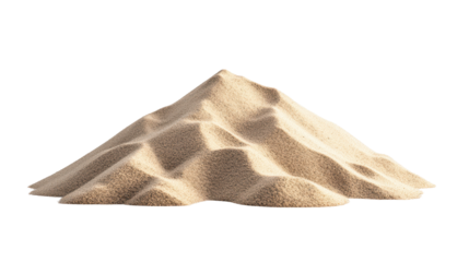 A mountain of fine sand for construction use. transparent background