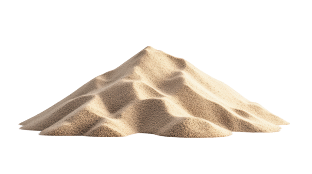 A mountain of fine sand for construction use. transparent background