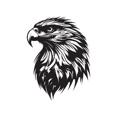 Vintage Eagle Head Black and White Vector Illustration