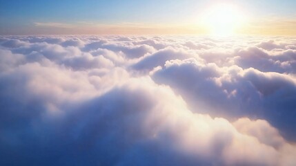 Stunning Aerial View Above Cloudscape at Sunset