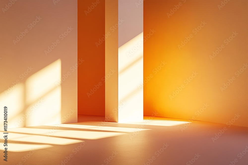 Poster this captivating image features a warm radiance emanating from soft light filtering through minimali