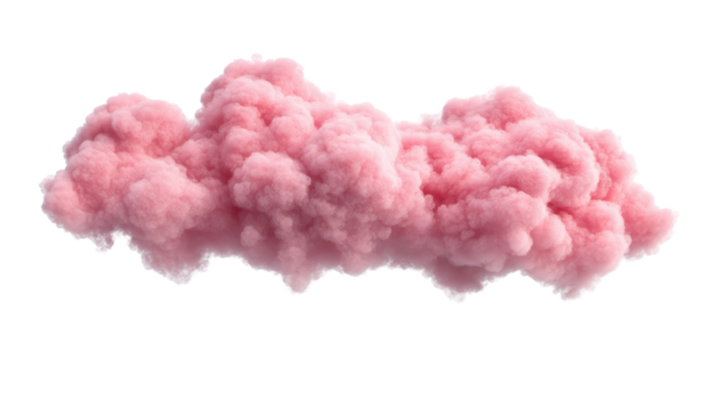 Fluffy pink cloud isolated on a white background. transparent background