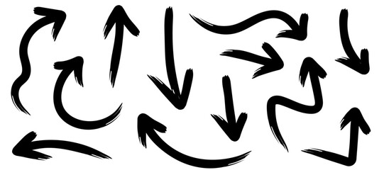 Hand drawn brush vector arrows