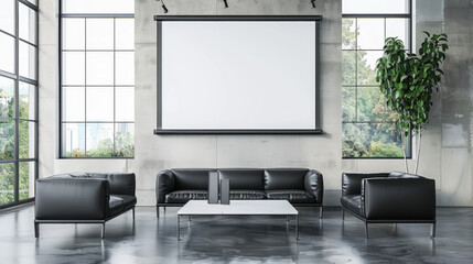 modern waiting area with empty billboard mockup