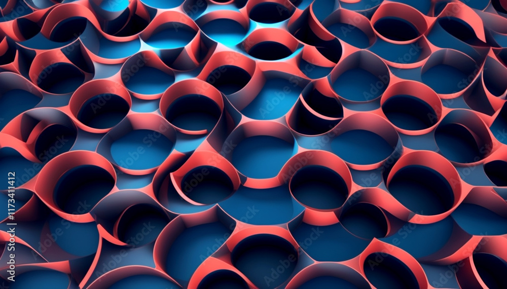 Poster colorful abstract pattern with curves and shadows under soft light