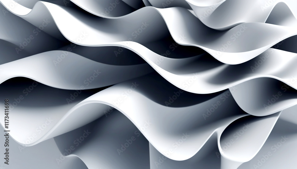 Poster whimsical waves in soft white fabric creating a modern texture