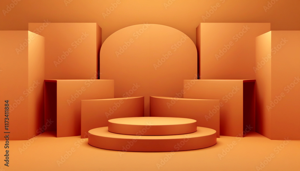 Poster visual harmony of orange shapes creating a modern artistic display