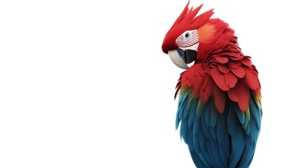 Fototapeta premium Red macaw with detailed plumage.