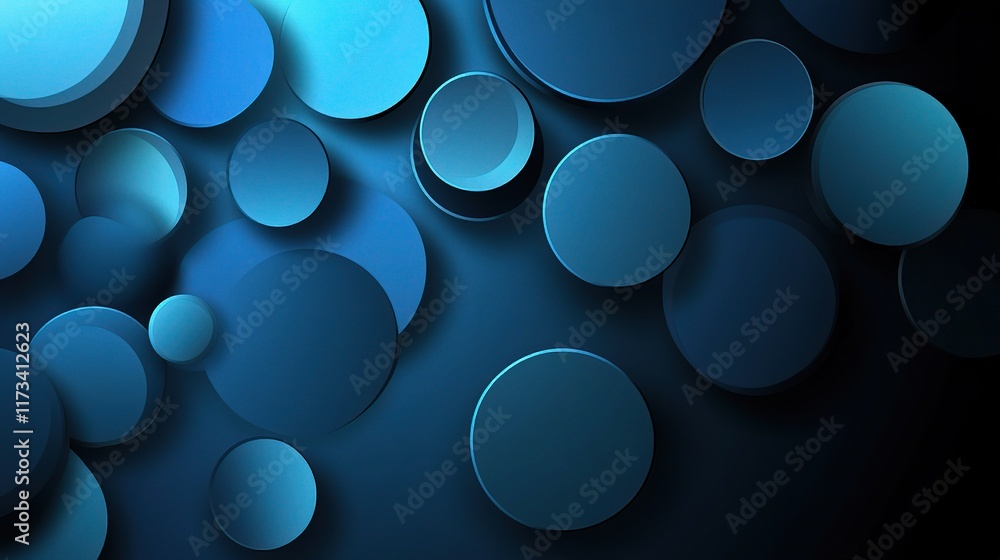 Poster abstract modern background with round shapes in blue color palette