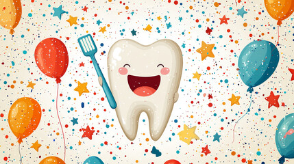 vibrant Healthy Smile Certificate showcases cheerful tooth character celebrating children's good dental hygiene. It includes spaces names and achievements making it perfect motivation.