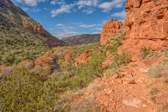 Wet Beaver Creek Canyon below Apache Maid Rock, Coconino National Forest, Arizona, USA