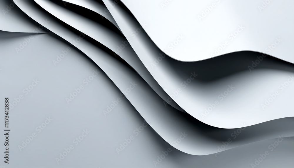 Poster elegant curves of white paper creating a serene abstract composition