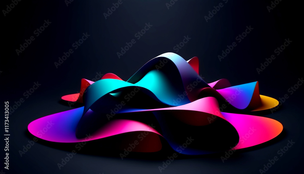 Poster colorful abstract waves create visual harmony in a dark space