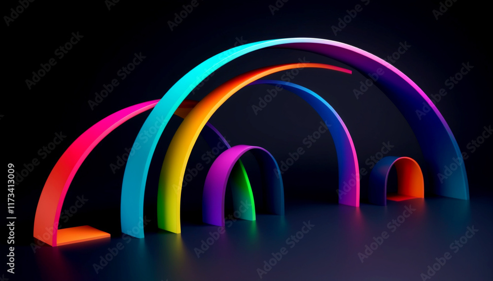 Aufkleber colorful arcs create a vibrant display in a dark setting