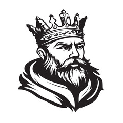 Black and White Vector Illustration of a King