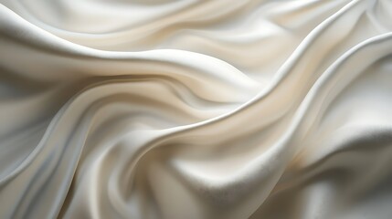 Obraz premium Creamy silk fabric drapes, soft folds, elegant texture, background for design.