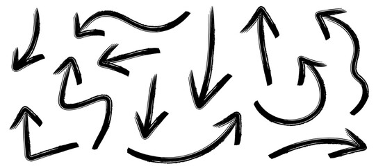 Obraz premium Hand drawn brush vector arrows