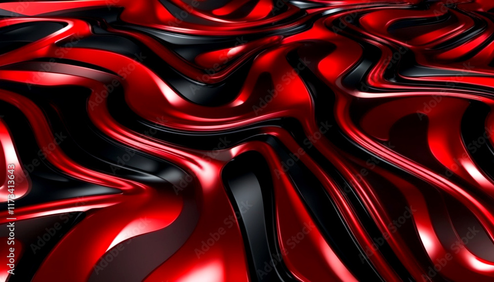 Poster dynamic red and black abstract waves create a striking visual effect