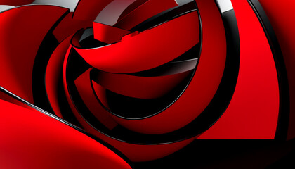 Intricate red curves form a captivating abstract sculpture