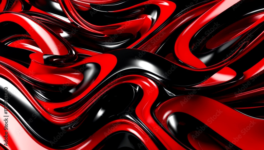 Poster dynamic swirls of red and black create a mesmerizing visual dance