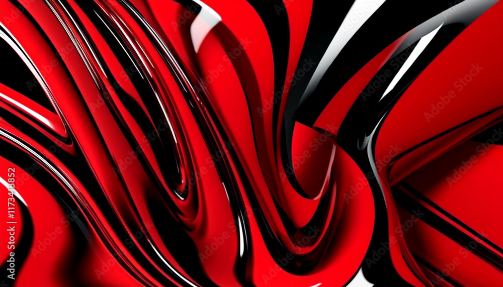 Poster dynamic swirls of red and black create a mesmerizing visual display