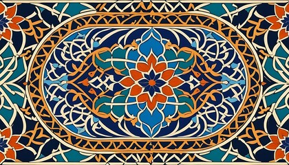Intricate Floral Design in Vibrant Hues of Blue Orange and White