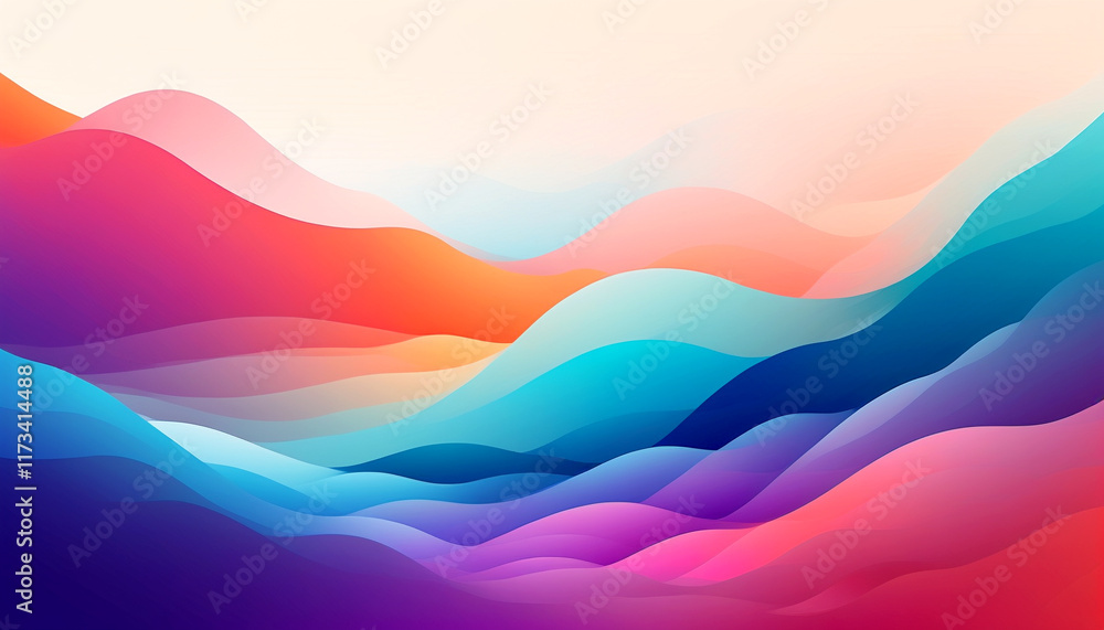 Poster vibrant waves of color flowing across the canvas of imagination