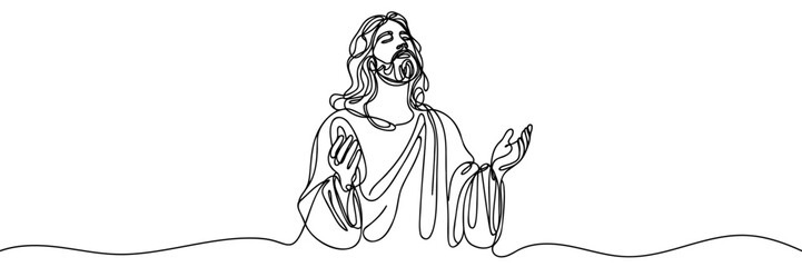 Jesus continuous line drawing. Vector illustration