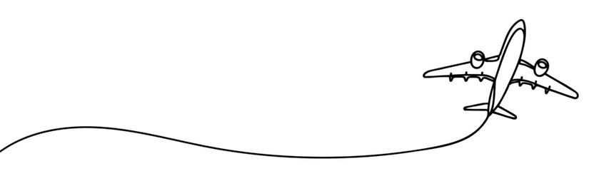 Continuous one line drawing airplane © Vasyl Yurlov