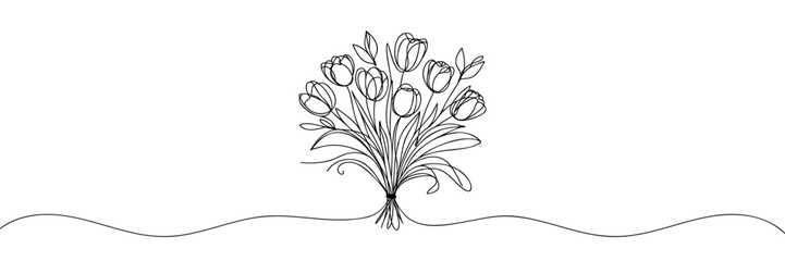 Bouquets Tulips flowers Line Drawing