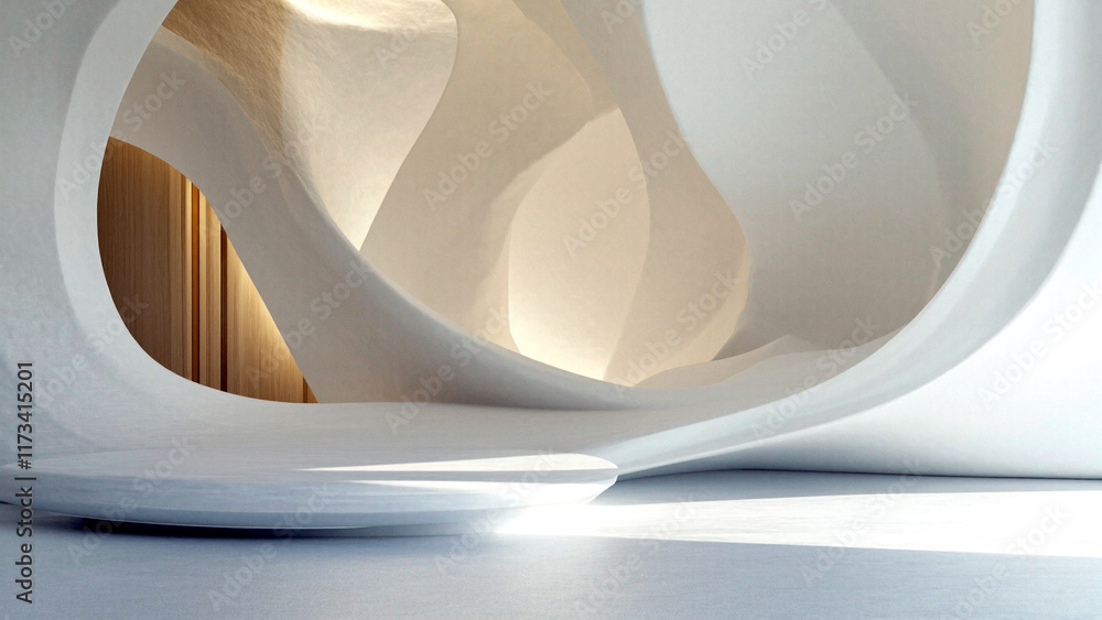 Poster curvilinear architecture creating a serene interior space
