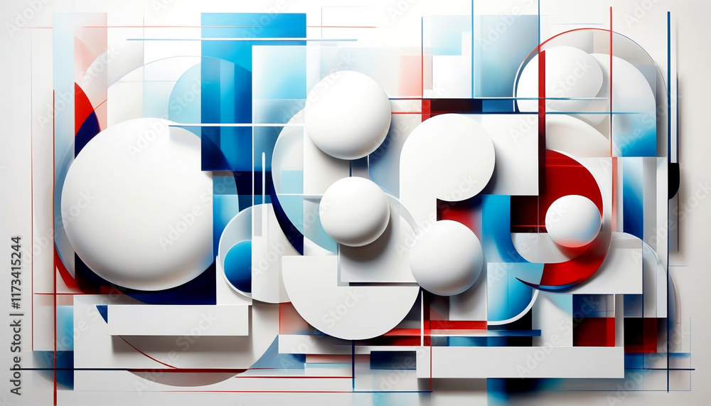 Poster vibrant abstract composition explores shapes and colors dynamically