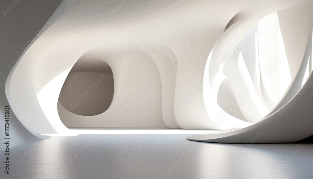 Poster modern architecture blends light and form in a minimalist space