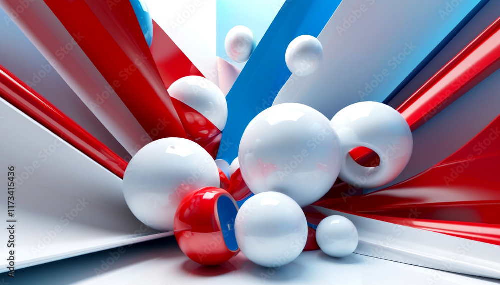 Poster dynamic interaction of shapes and colors in abstract art formation