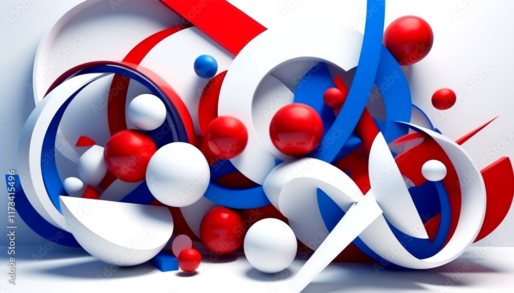 Poster dynamic interplay of shapes and colors in abstract design