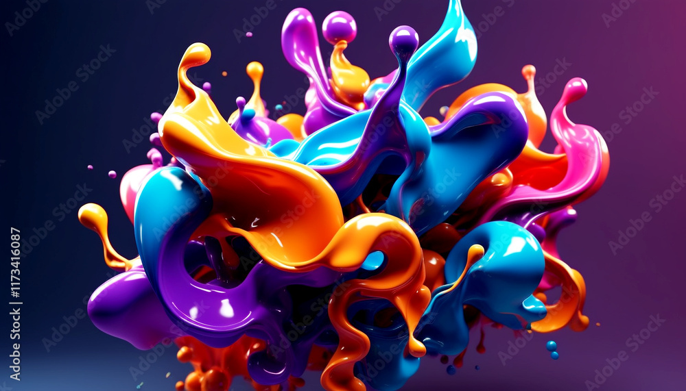 Poster vibrant paint splashes create a mesmerizing display of color motion