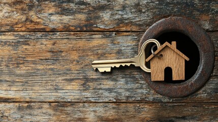 Golden Key to a New Home: A Rustic Charm