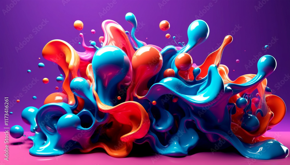 Poster vivid splashes of color create an abstract masterpiece