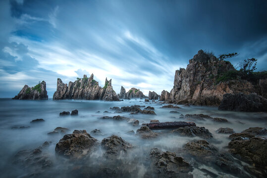 Pegadungan Beach at sunrise, Lampung, Kelumbayan District, Tanggamus Regency, Indonesia